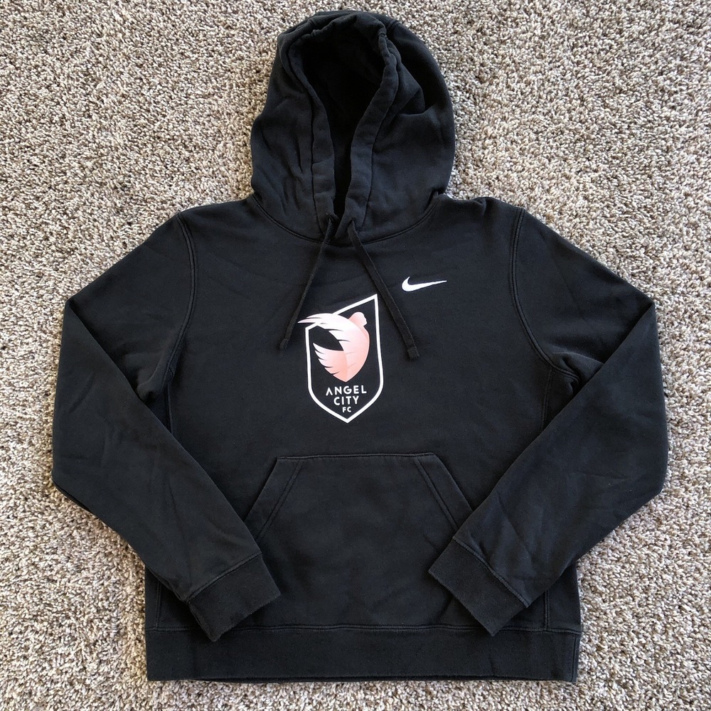 Nike Angel City FC Hoodie Adult M Black Authentic Embroider Swoosh Pullover NWSL
